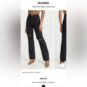 Re/Done High Rise Rigid Loose Jean